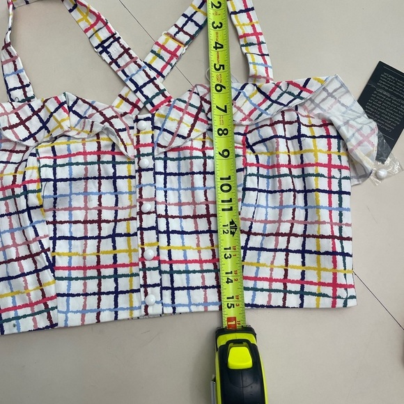 ModCloth x Collectif Emilia Watercolor Multicolored Gingham Crop Top - Picture 9 of 10